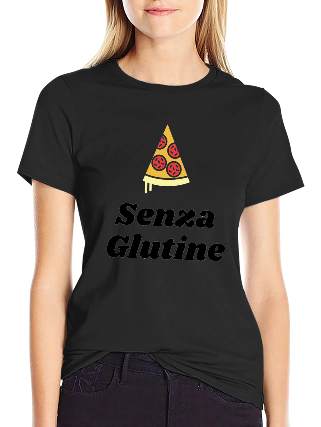 Gluten Free Pizza Slice Black T-Shirt
