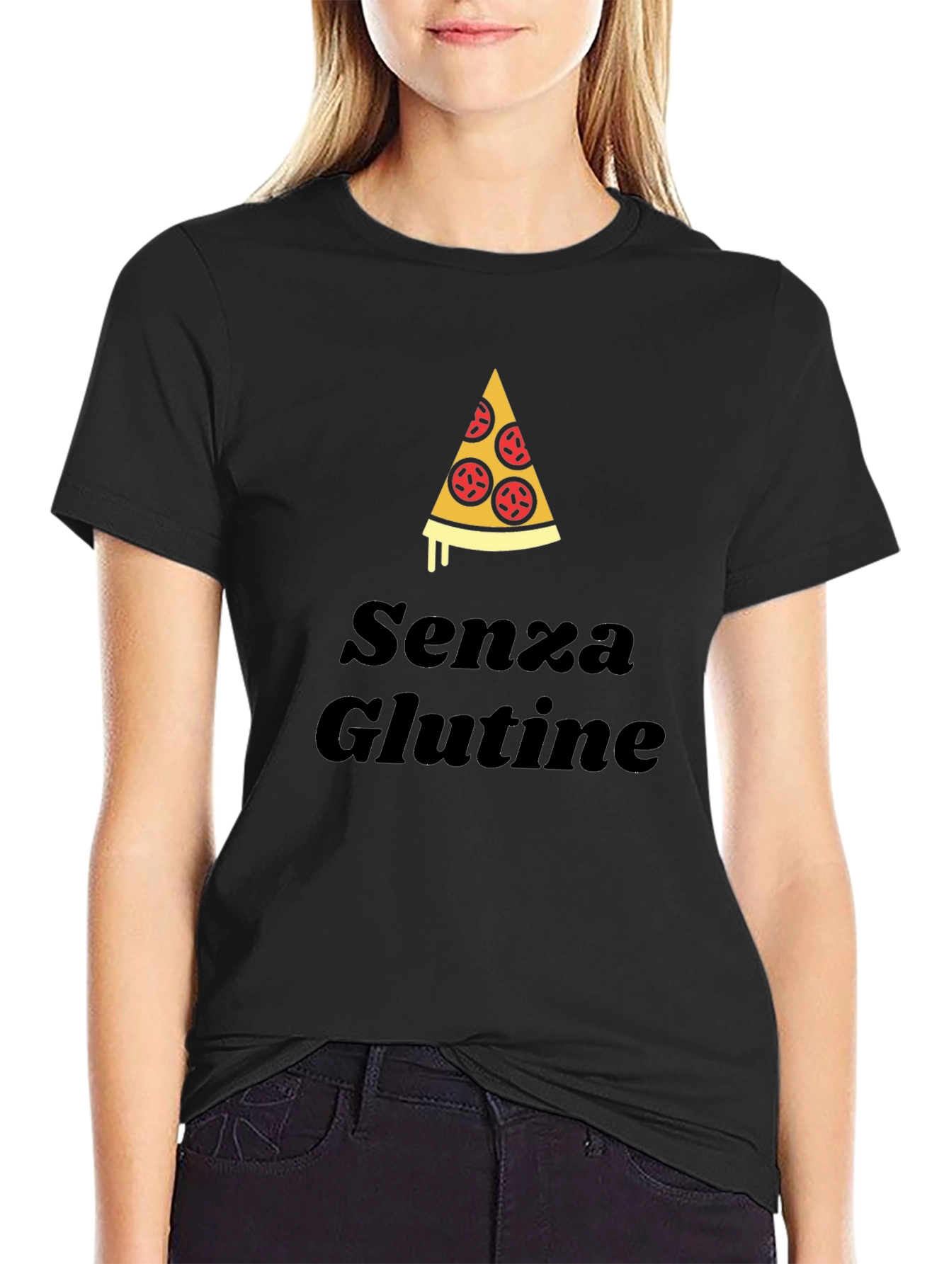 Gluten Free Pizza Slice Black T-Shirt