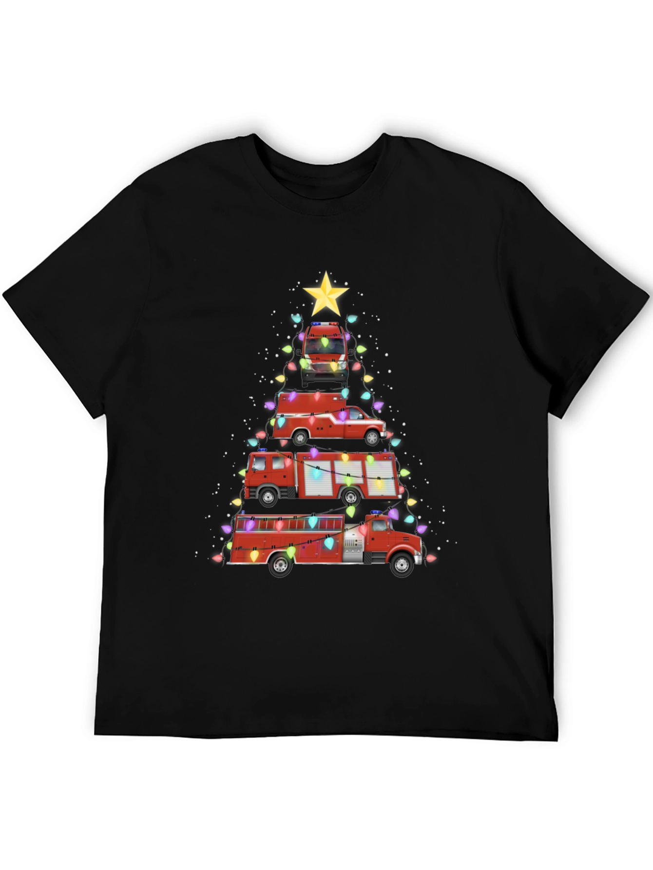 Fire Truck Christmas Tree T-Shirt