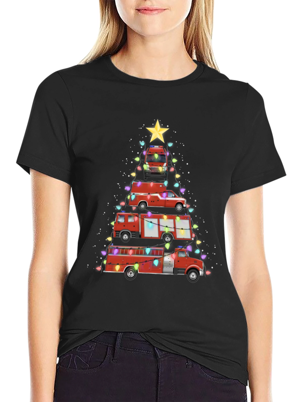 Fire Truck Christmas Tree T-Shirt