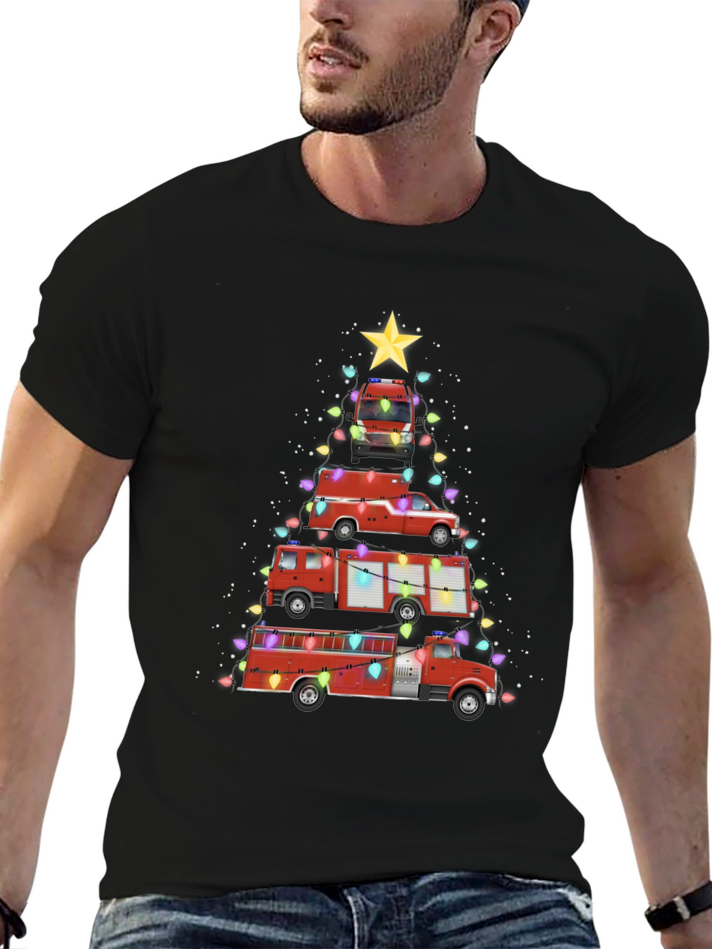 Fire Truck Christmas Tree T-Shirt