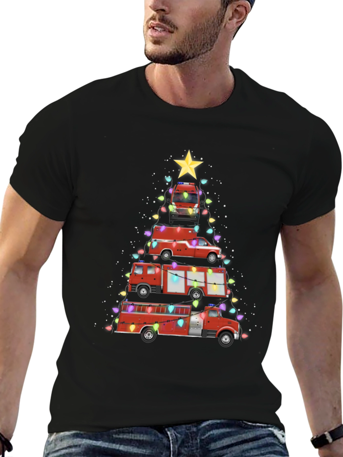 Fire Truck Christmas Tree T-Shirt