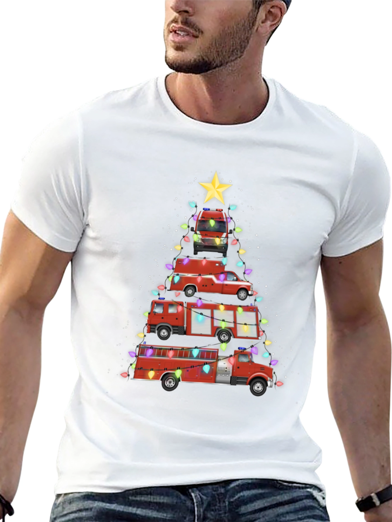 Fire Truck Christmas Tree T-Shirt