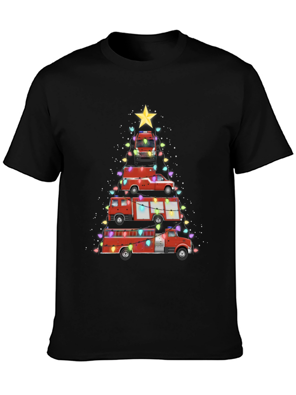 Fire Truck Christmas Tree T-Shirt