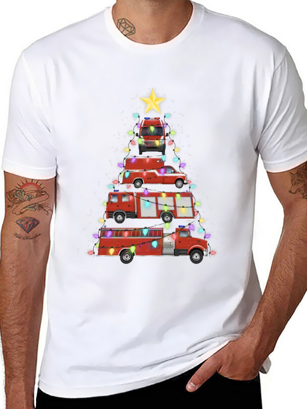 Fire Truck Christmas Tree T-Shirt
