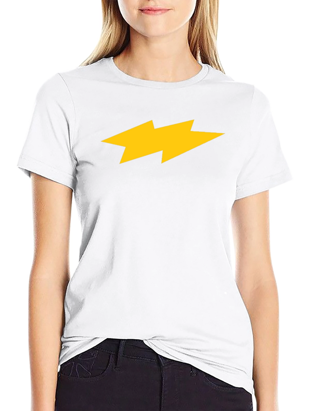 Black T-Shirt with Yellow Lightning Bolt Design