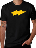 Black T-Shirt with Yellow Lightning Bolt Design