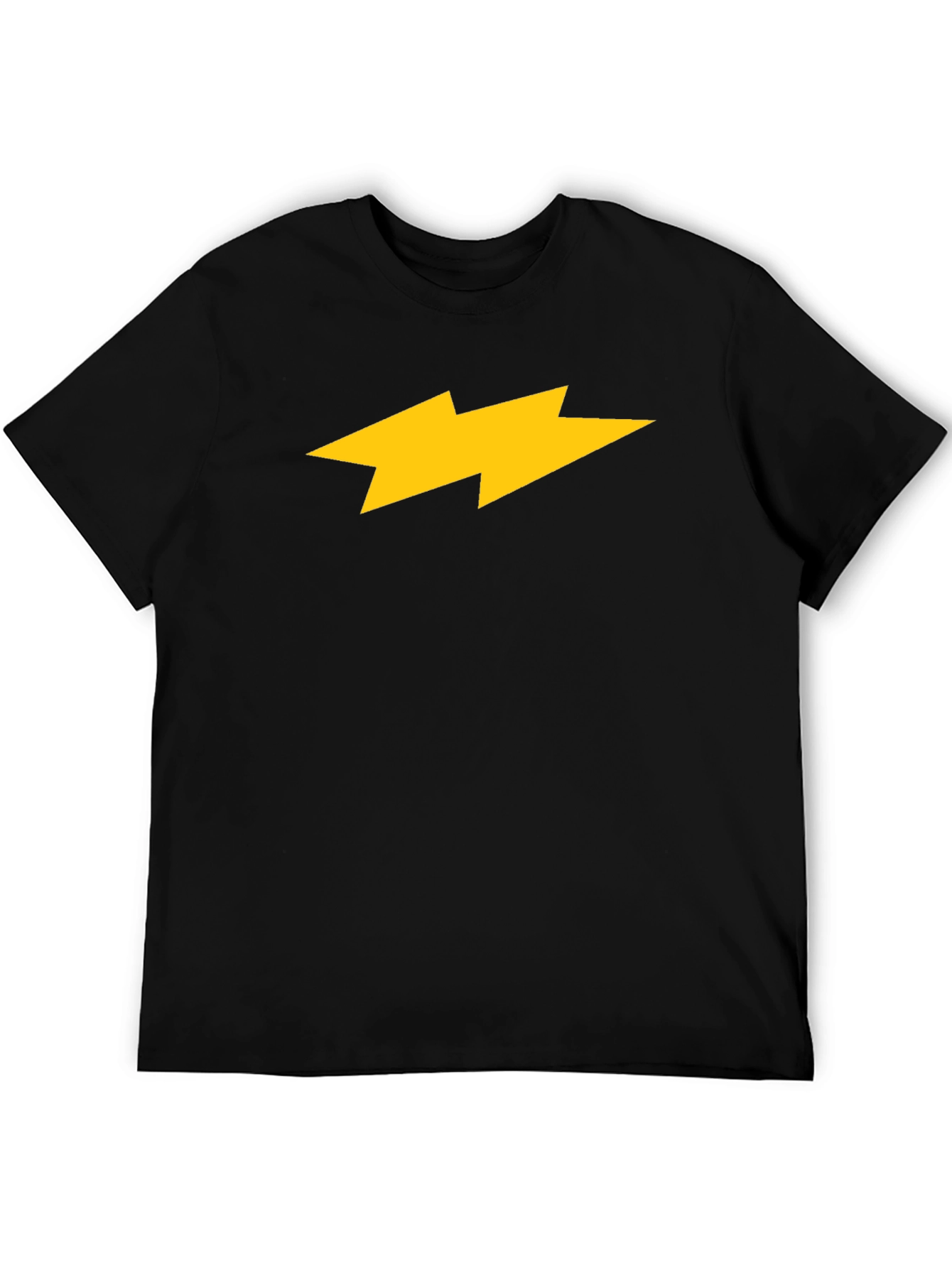 Black T-Shirt with Yellow Lightning Bolt Design