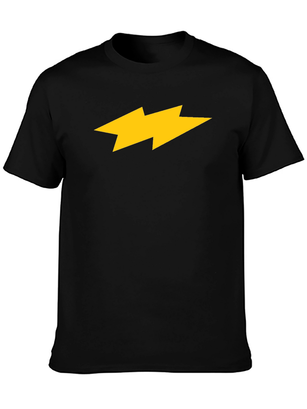 Black T-Shirt with Yellow Lightning Bolt Design
