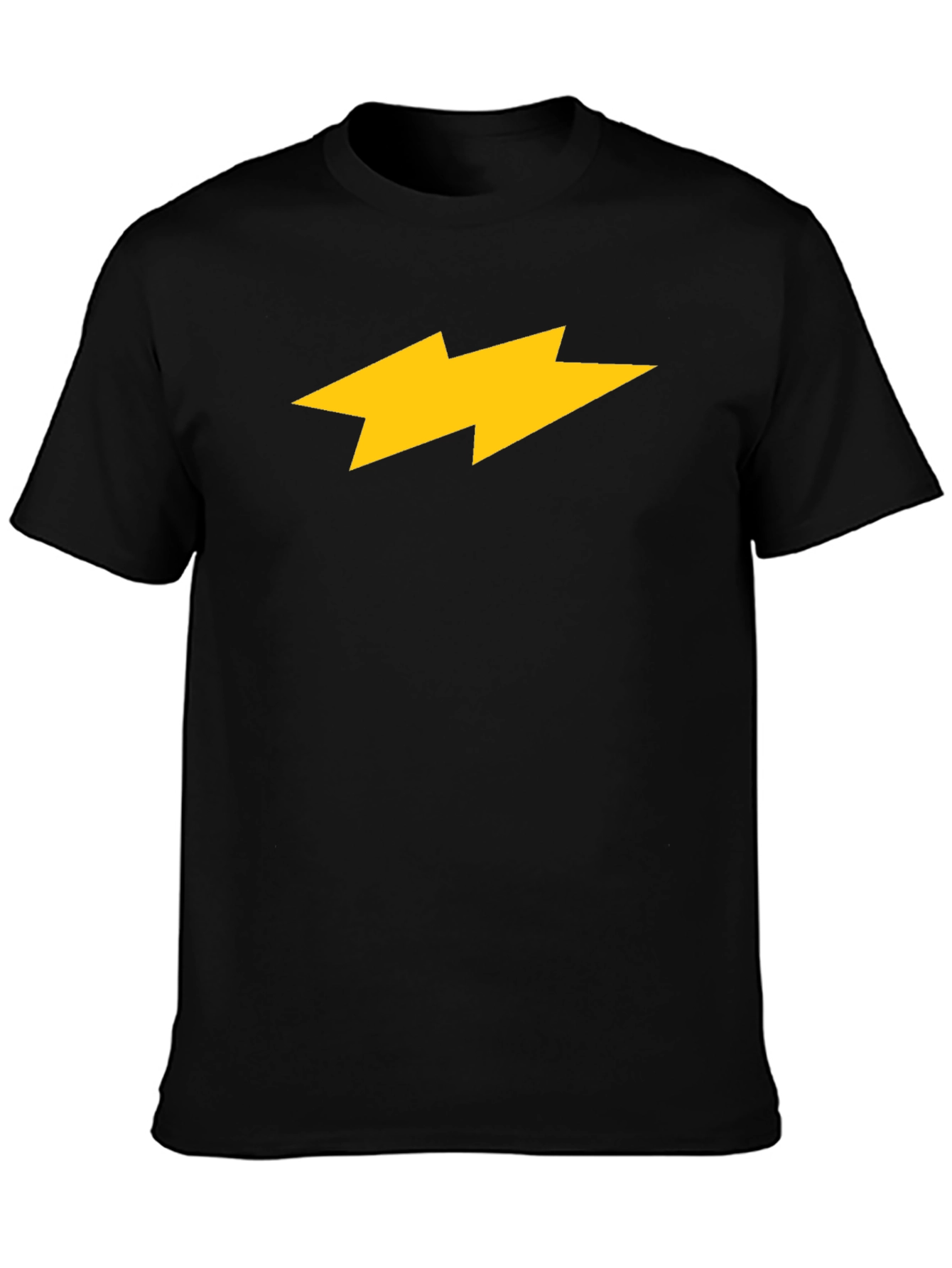Black T-Shirt with Yellow Lightning Bolt Design
