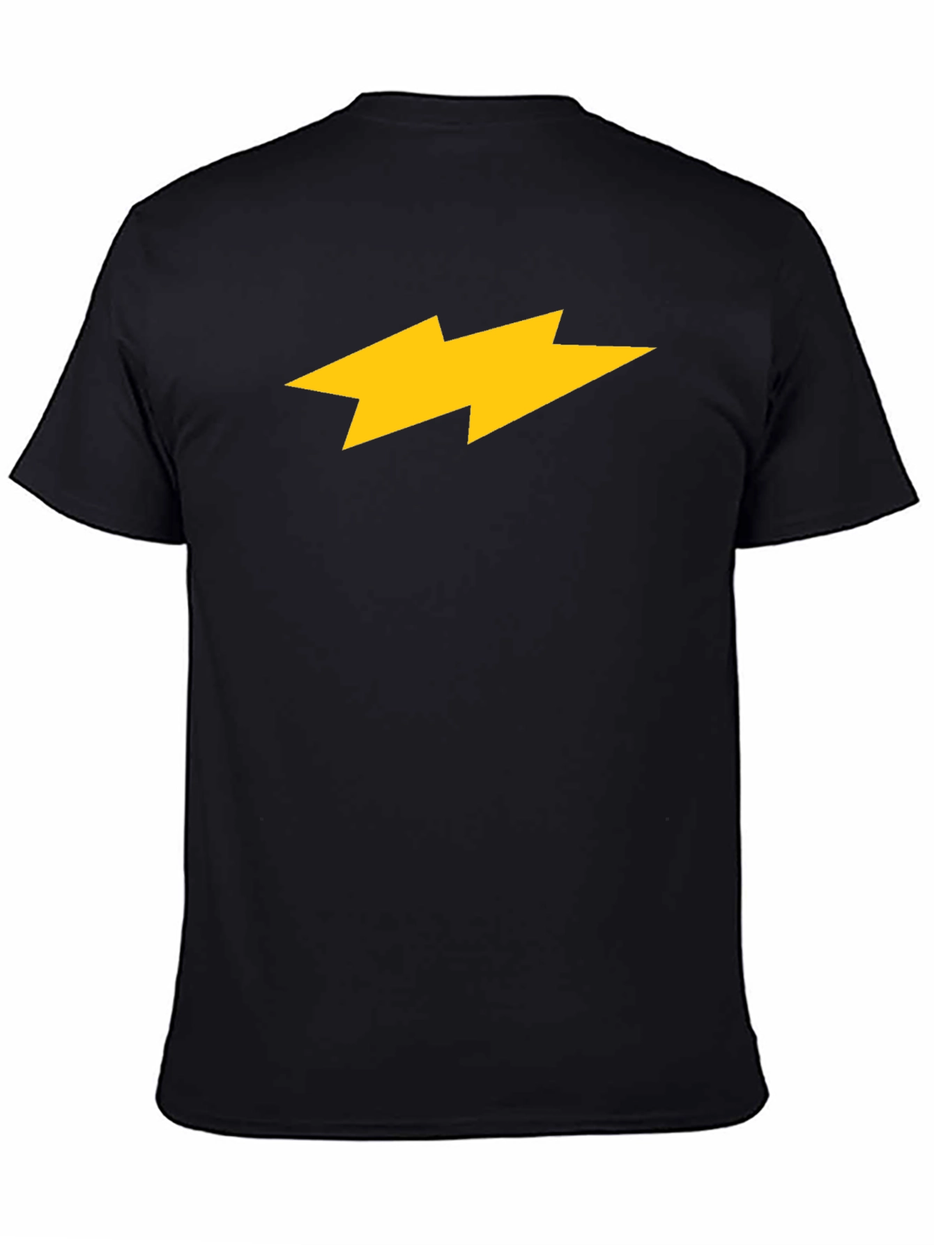 Black T-Shirt with Yellow Lightning Bolt Design