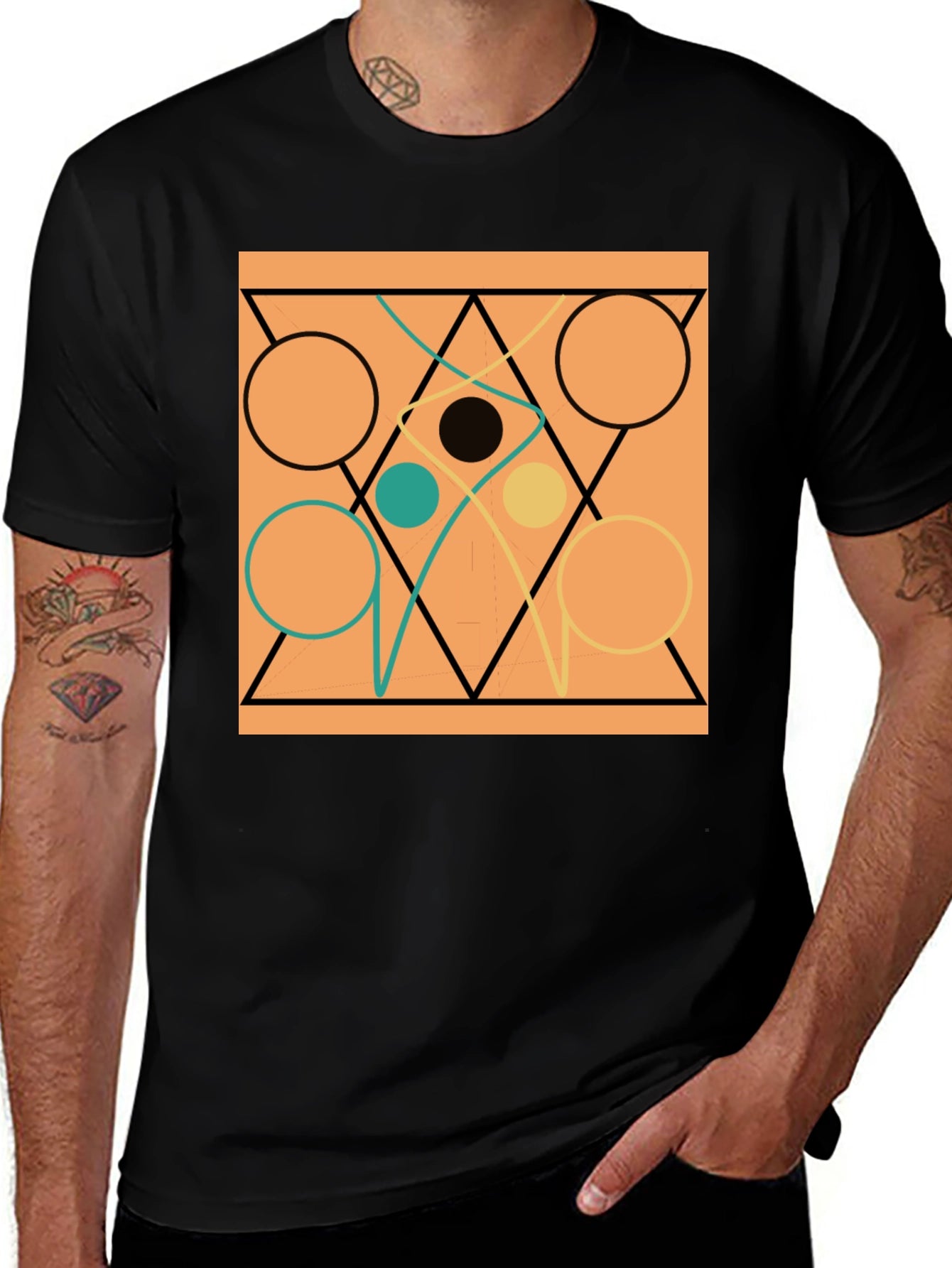 Abstract Geometric Circle & Triangle Design Tee