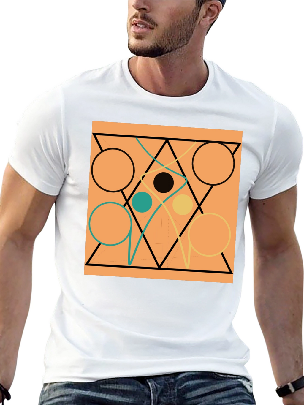 Abstract Geometric Circle & Triangle Design Tee