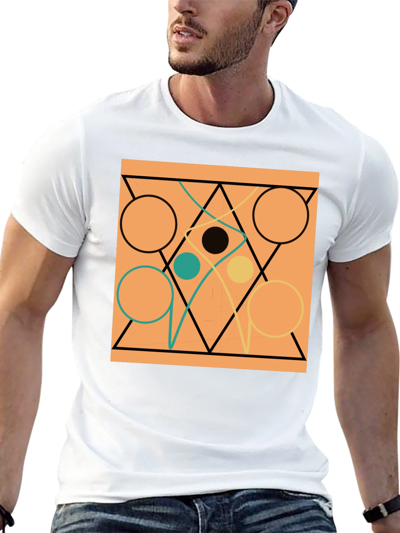 Abstract Geometric Circle & Triangle Design Tee