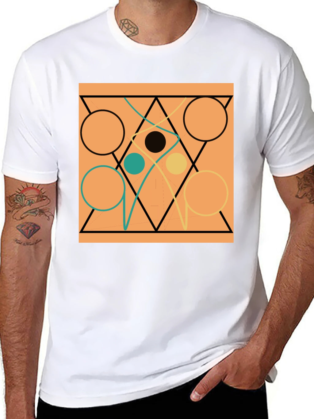 Abstract Geometric Circle & Triangle Design Tee