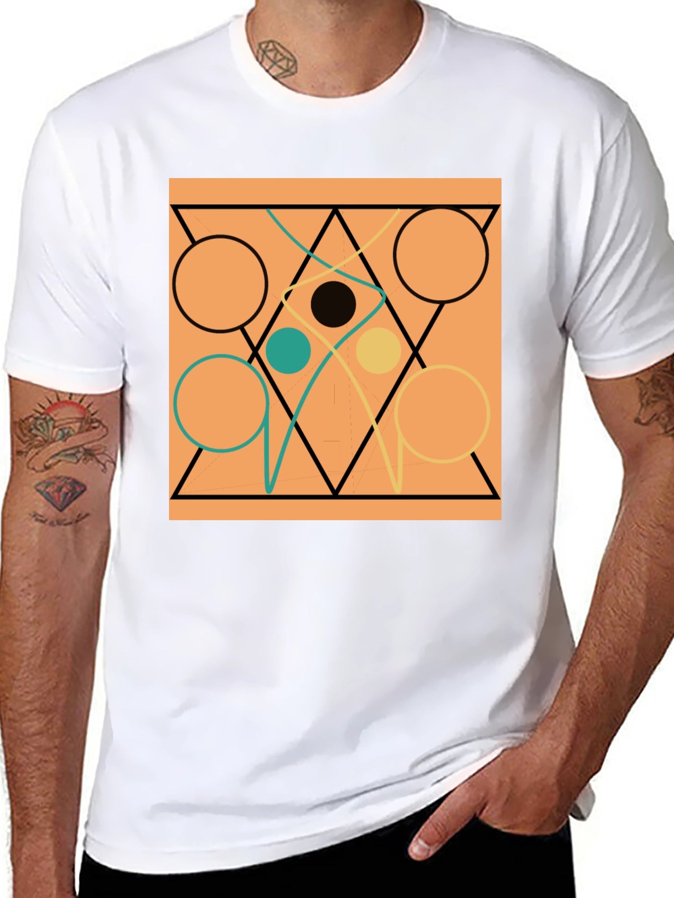 Abstract Geometric Circle & Triangle Design Tee