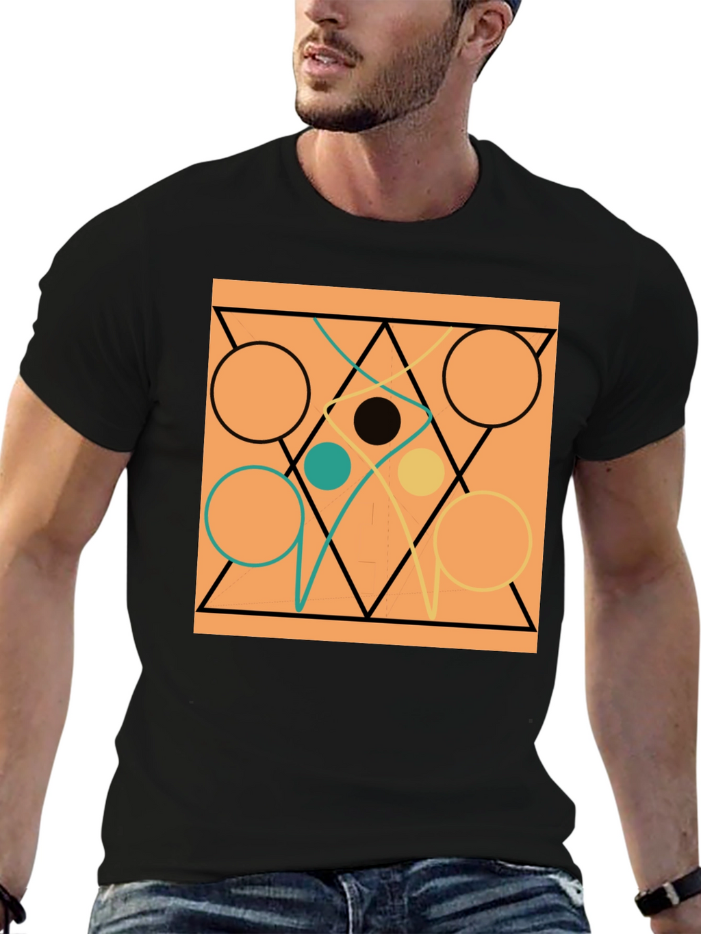 Abstract Geometric Circle & Triangle Design Tee