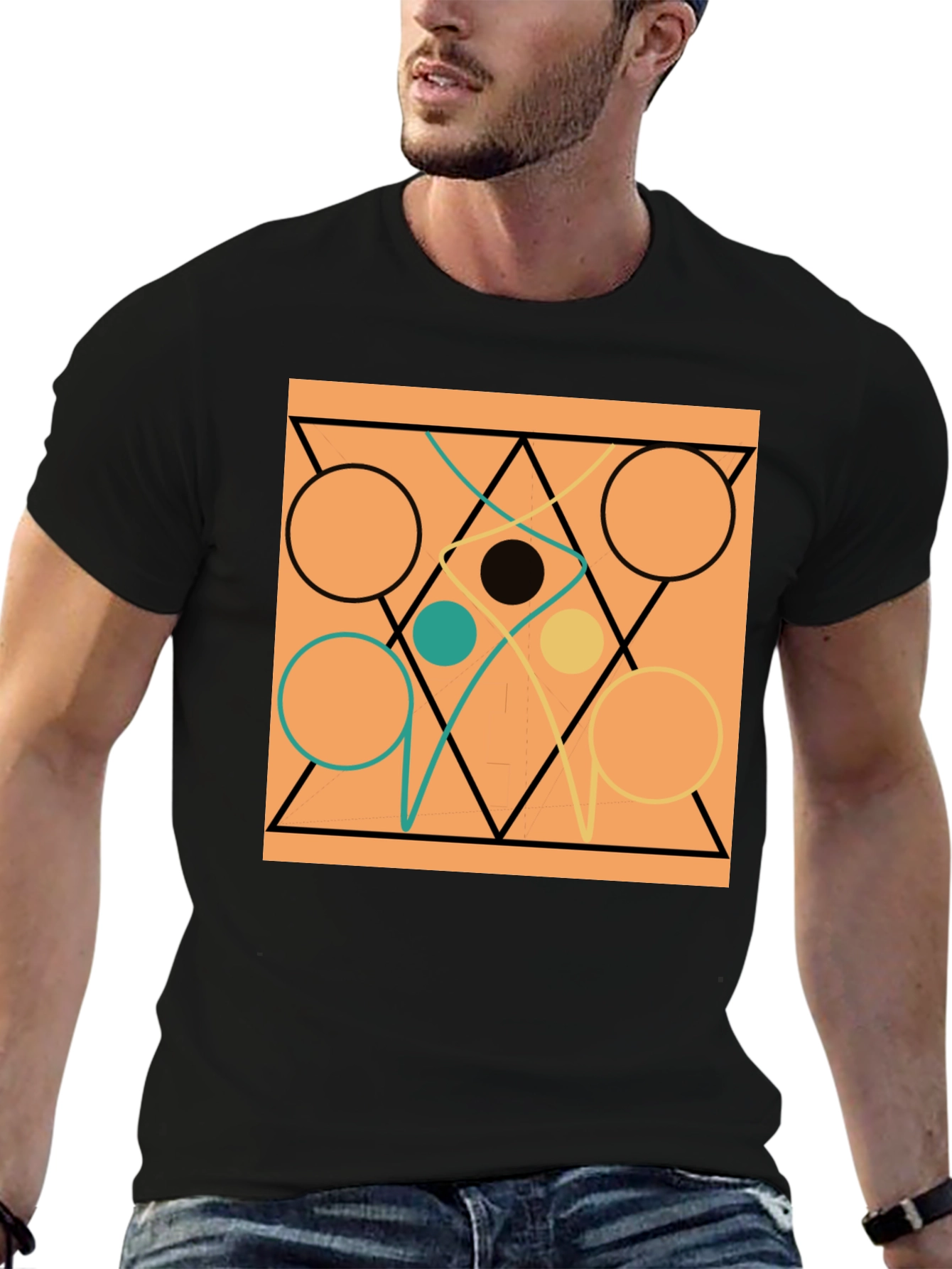 Abstract Geometric Circle & Triangle Design Tee