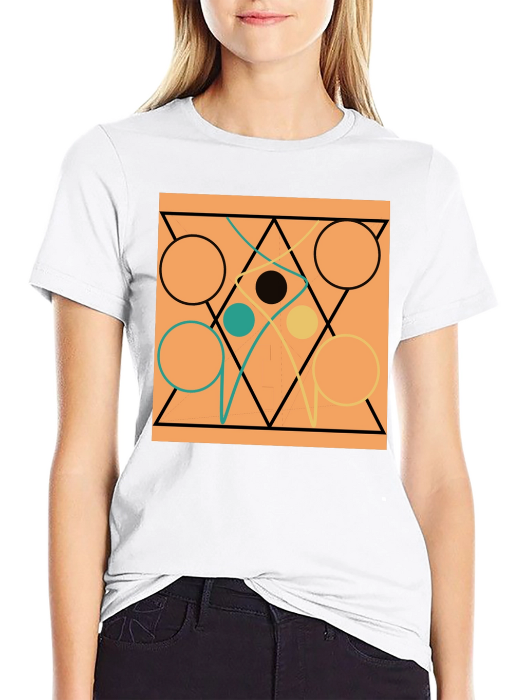 Abstract Geometric Circle & Triangle Design Tee