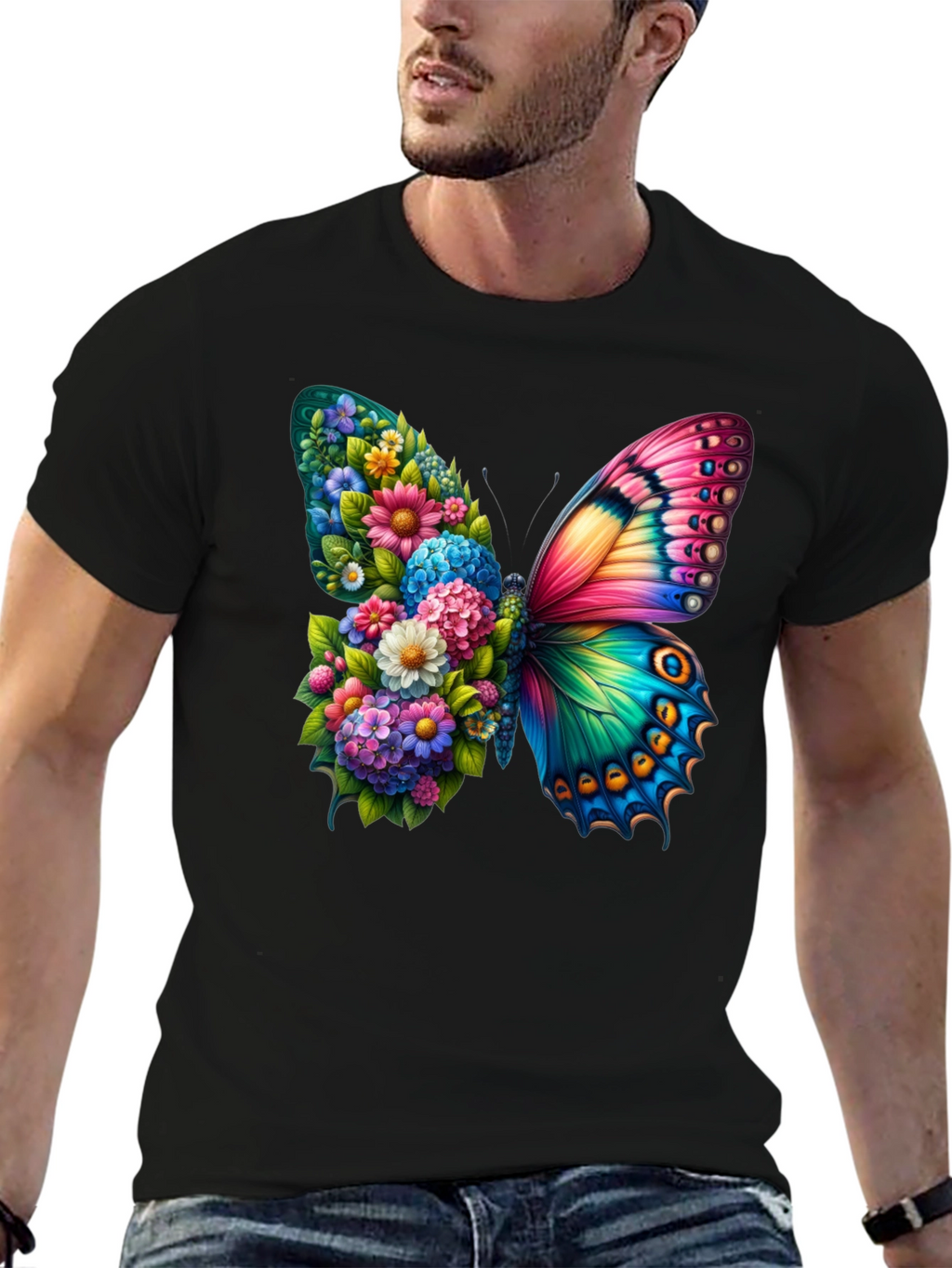Floral Butterfly Graphic Tee - Stylish & Unique