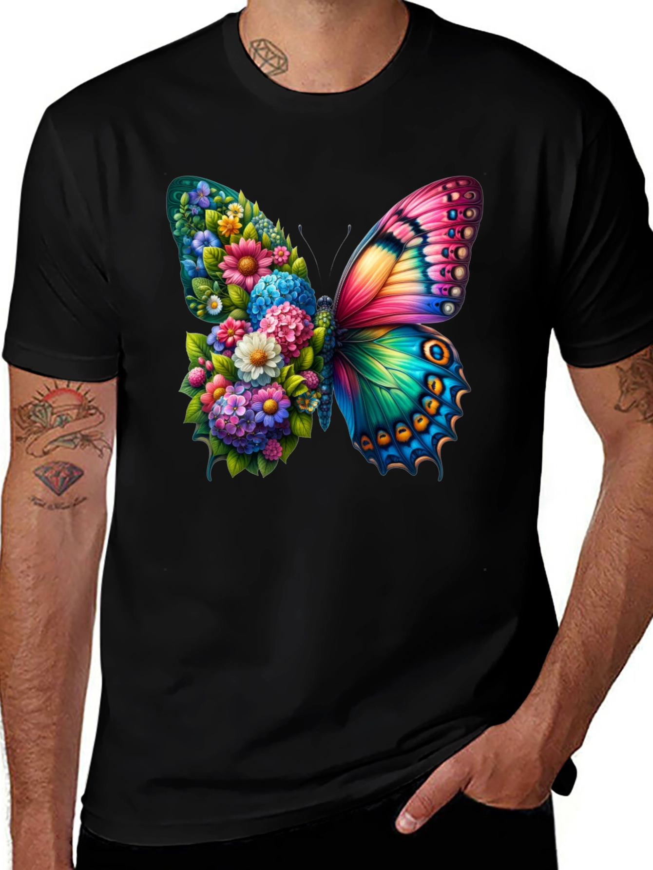 Floral Butterfly Graphic Tee - Stylish & Unique