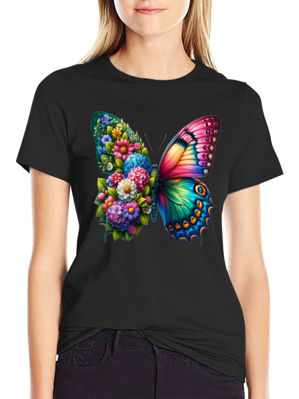 Floral Butterfly Graphic Tee - Stylish & Unique