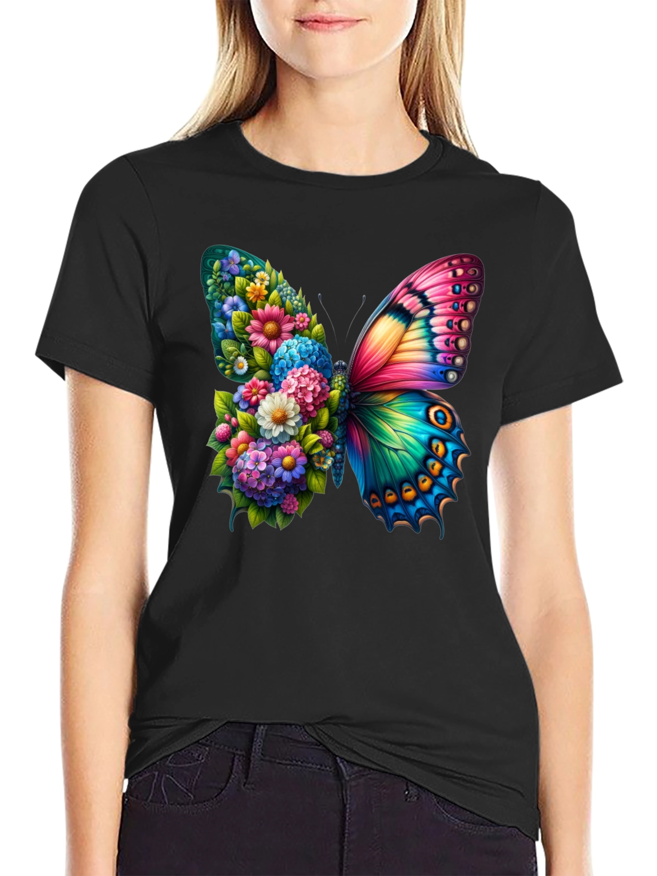 Floral Butterfly Graphic Tee - Stylish & Unique