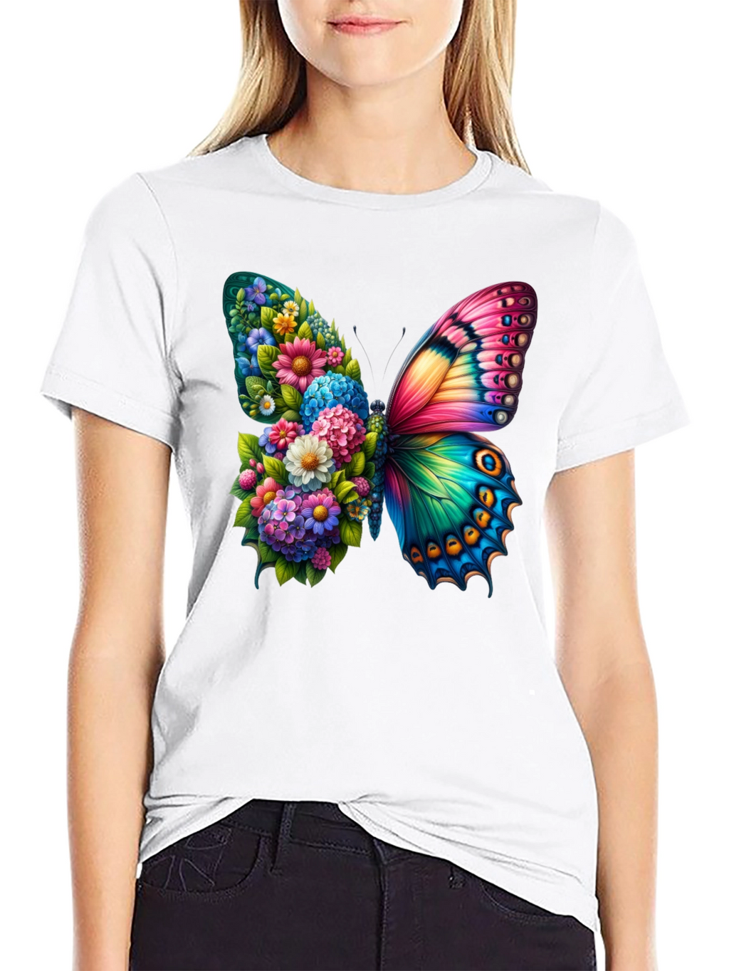 Floral Butterfly Graphic Tee - Stylish & Unique