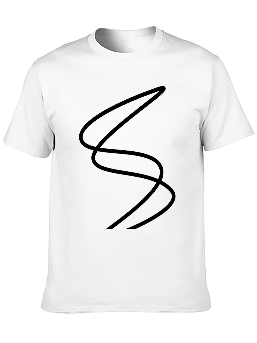 Black T-Shirt with Abstract Line Design