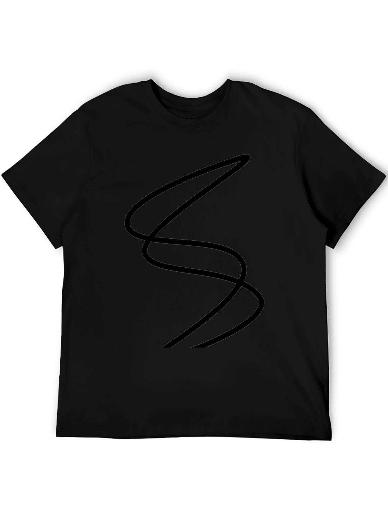 Black T-Shirt with Abstract Line Design