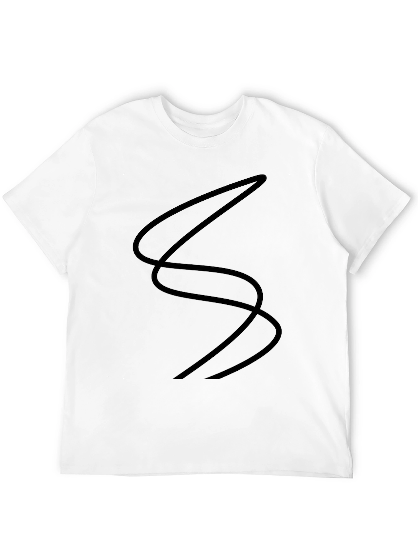 Black T-Shirt with Abstract Line Design