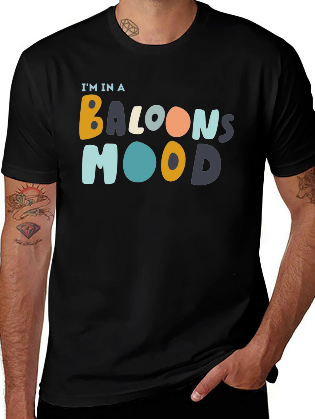 Balloon Mood Black Graphic Tee