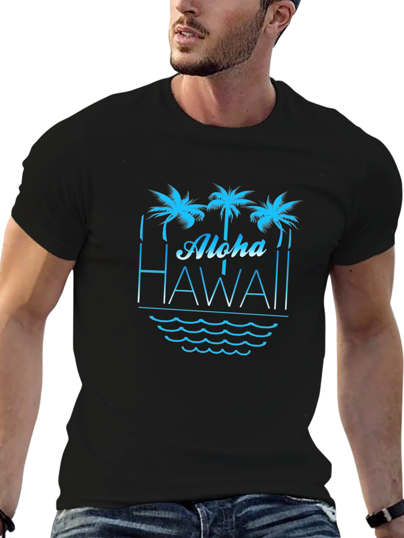 Aloha Hawaii T-Shirt Palm Tree Graphic