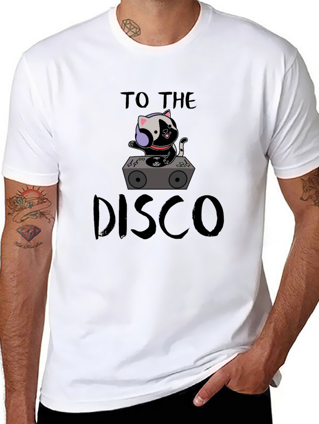 DJ Cat Disco T-Shirt - Cool Graphic Tee