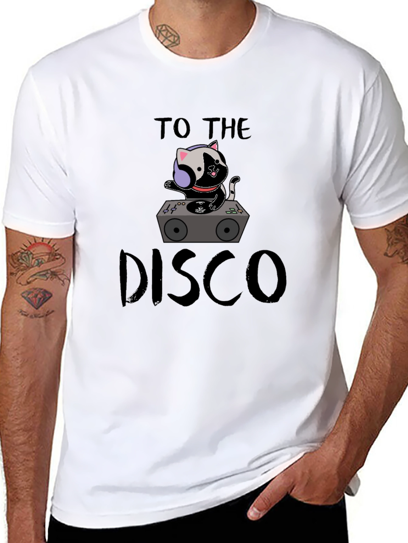 DJ Cat Disco T-Shirt - Cool Graphic Tee