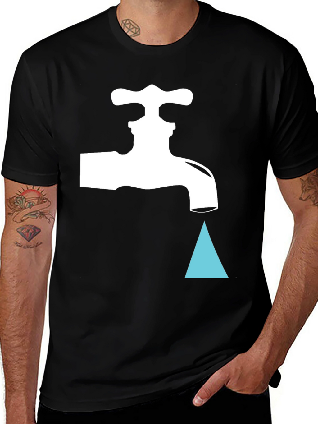 Leaky Faucet Graphic Tee - Black Cotton T-Shirt