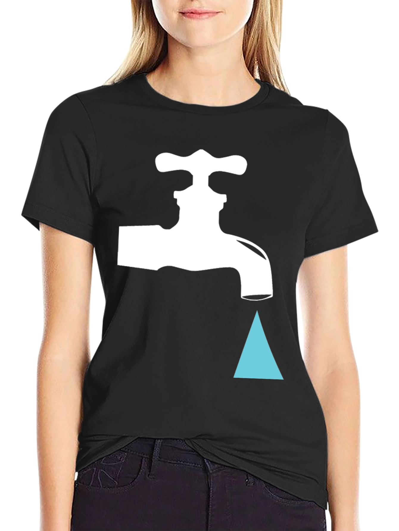 Leaky Faucet Graphic Tee - Black Cotton T-Shirt