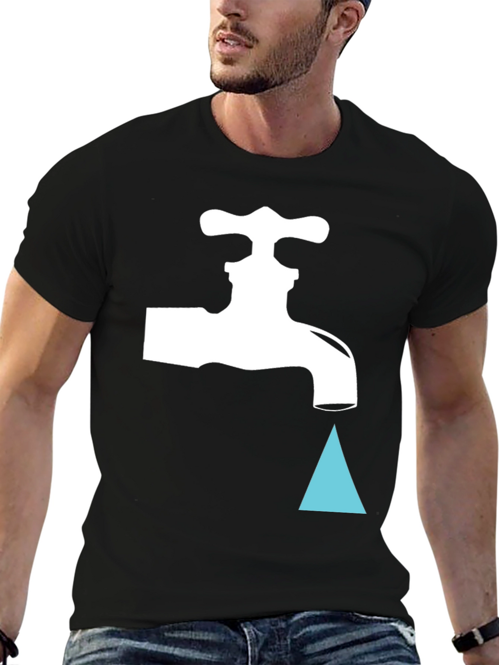 Leaky Faucet Graphic Tee - Black Cotton T-Shirt