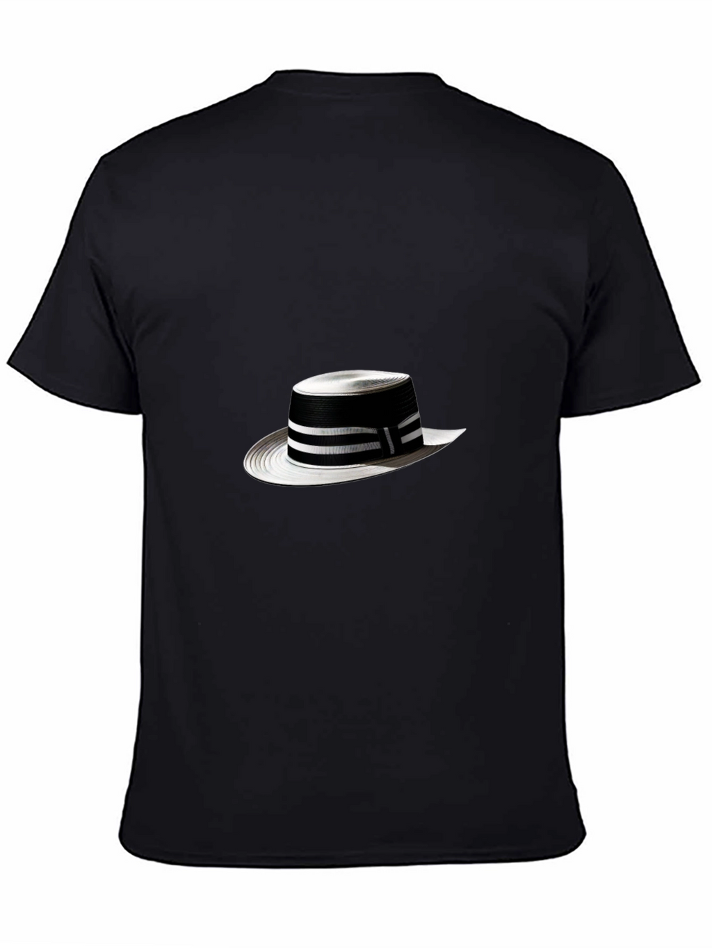 Stylish Black Tee with Boater Hat Graphic