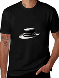 Stylish Black Tee with Boater Hat Graphic