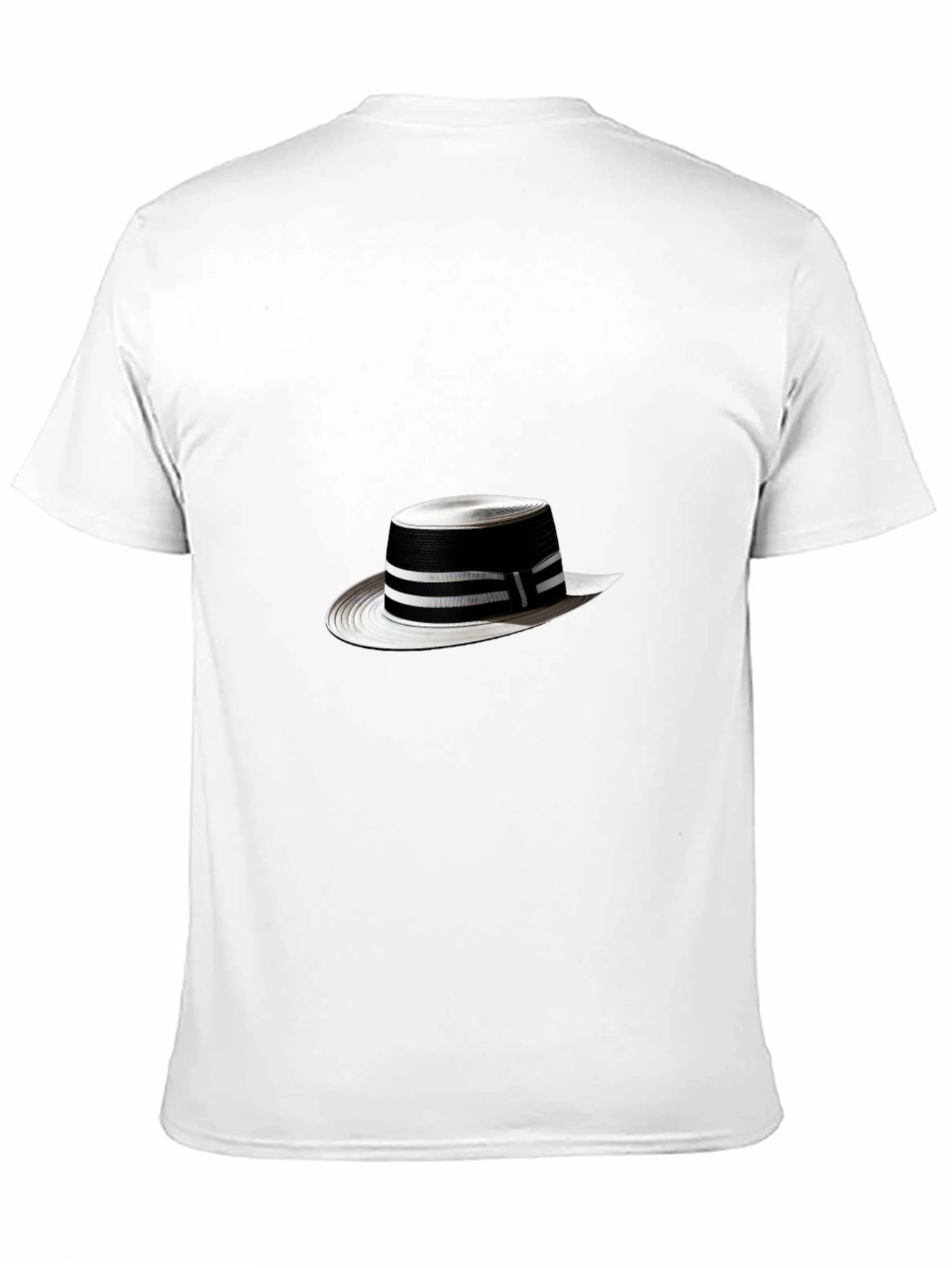 Stylish Black Tee with Boater Hat Graphic