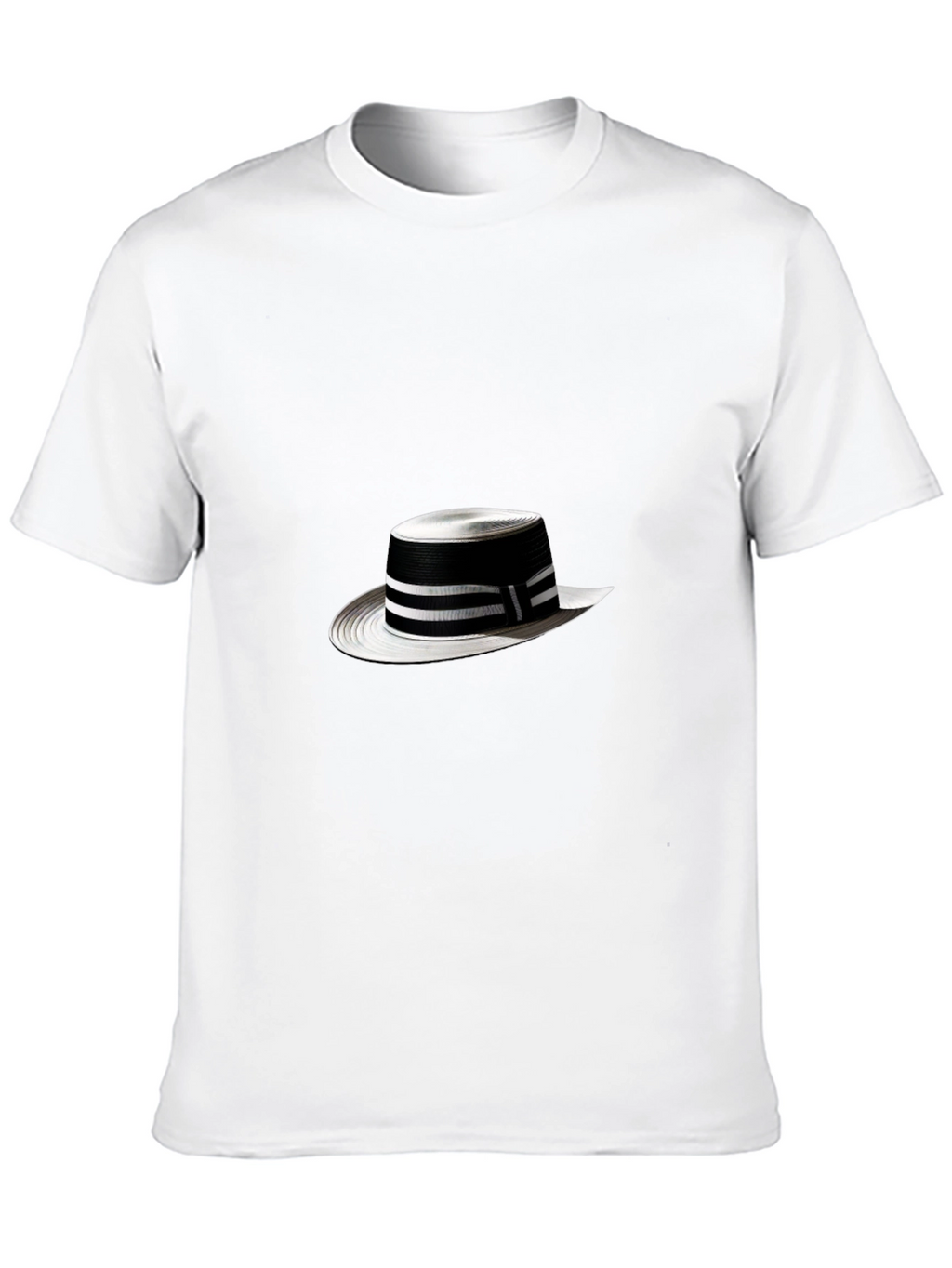 Stylish Black Tee with Boater Hat Graphic