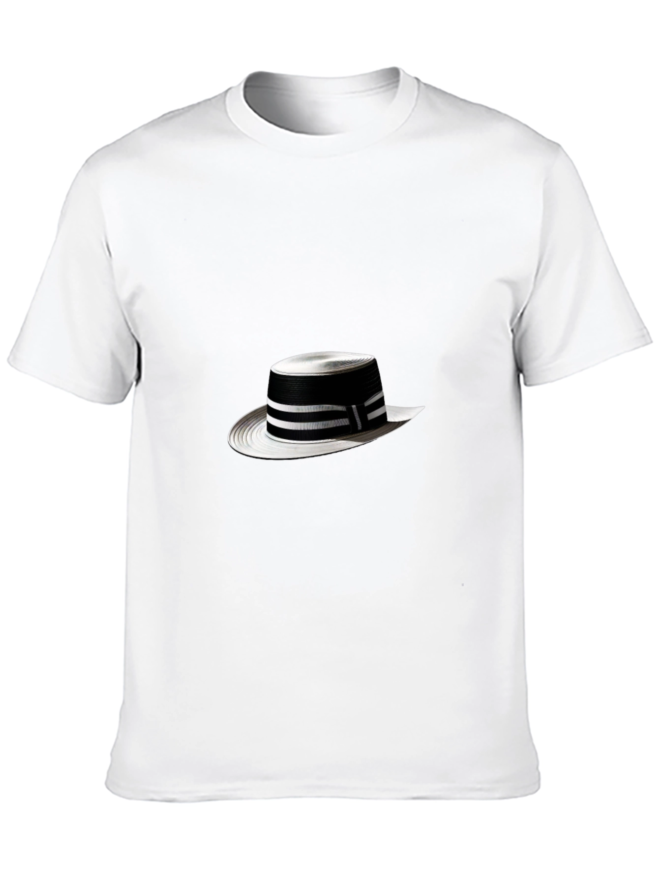 Stylish Black Tee with Boater Hat Graphic