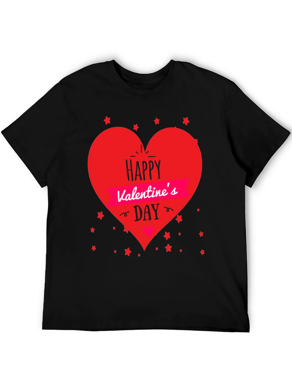 Valentines Day T-Shirt - Heart Graphic Black Tee