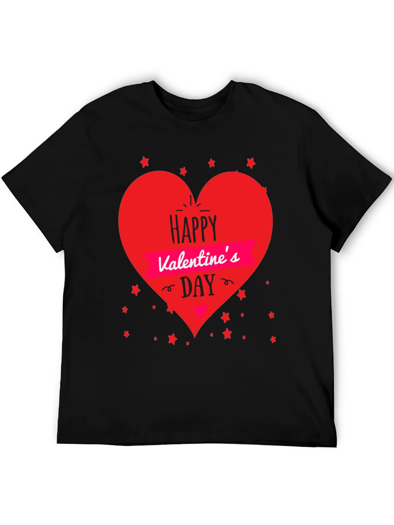 Valentines Day T-Shirt - Heart Graphic Black Tee