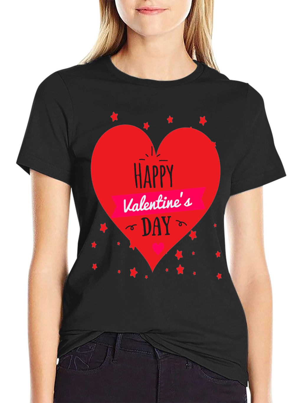 Valentines Day T-Shirt - Heart Graphic Black Tee