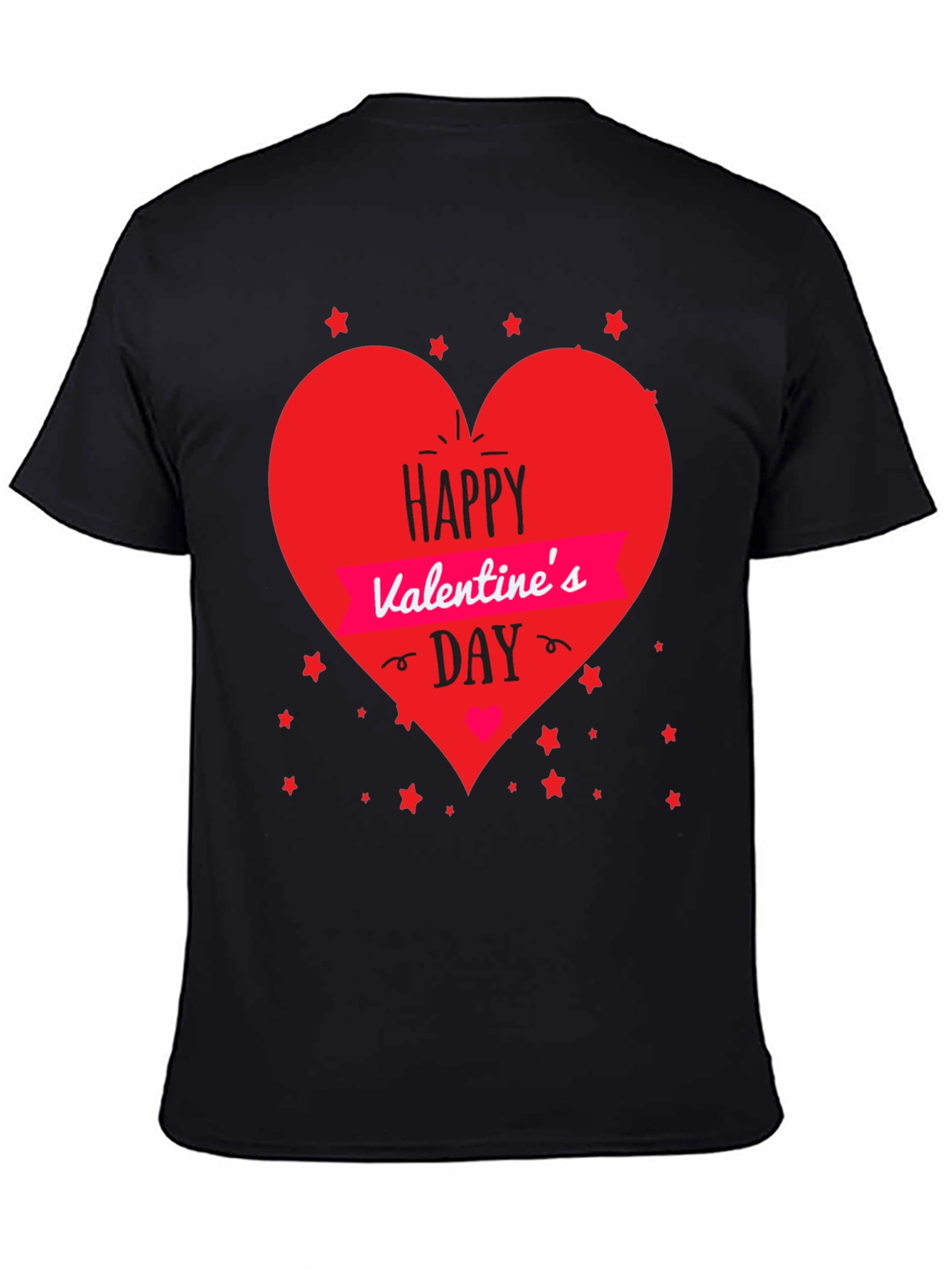 Valentines Day T-Shirt - Heart Graphic Black Tee