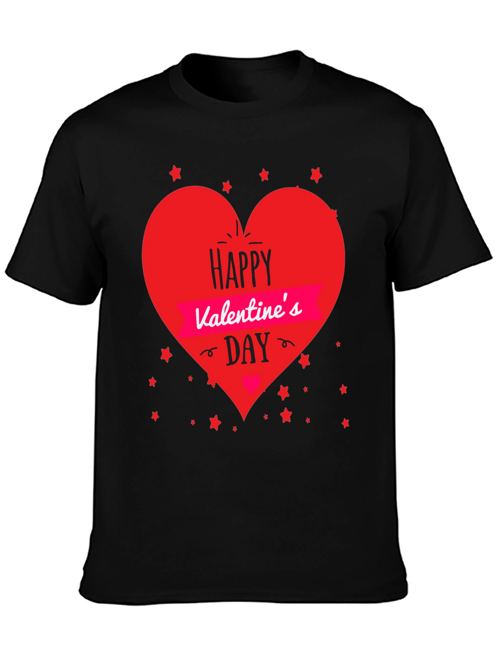 Valentines Day T-Shirt - Heart Graphic Black Tee