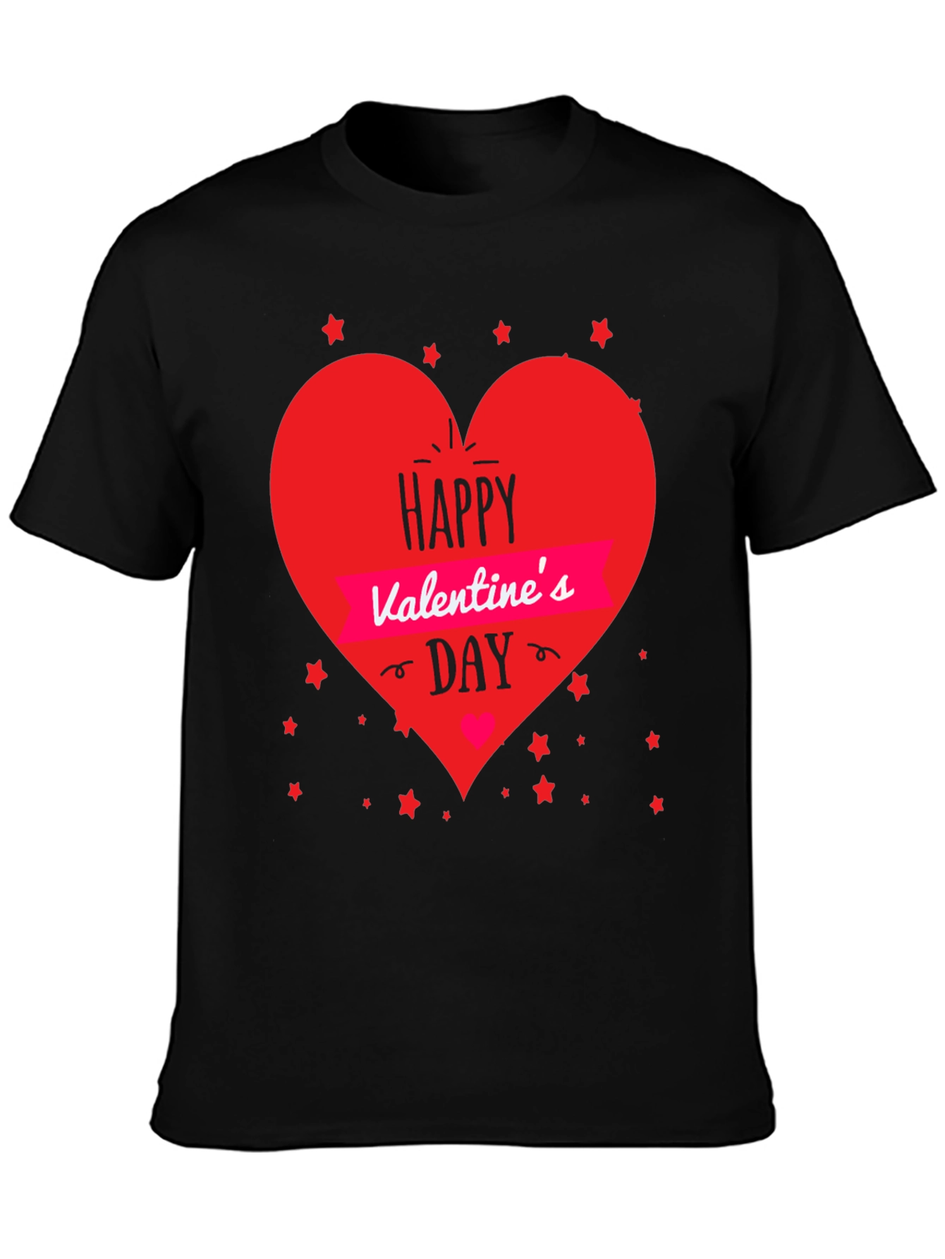 Valentines Day T-Shirt - Heart Graphic Black Tee