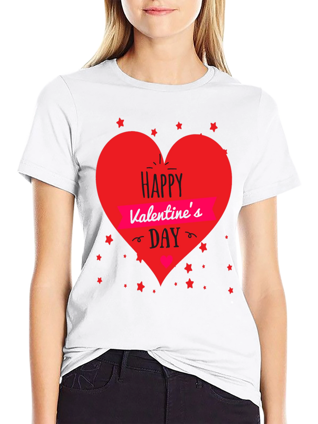 Valentines Day T-Shirt - Heart Graphic Black Tee